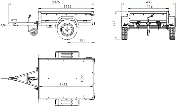 Remolque Basculante 150 KIPP 150x106 cm con Lona Alta Azul
